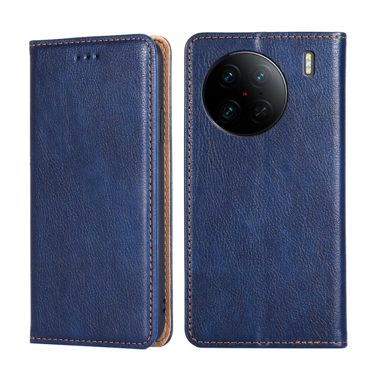 Gloss Oil Solid Color Magnetic Leather Phone Case, For vivo X90 Pro 5G