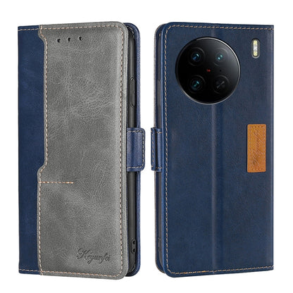 Contrast Color Side Buckle Leather Phone Case, For vivo X90 Pro 5G