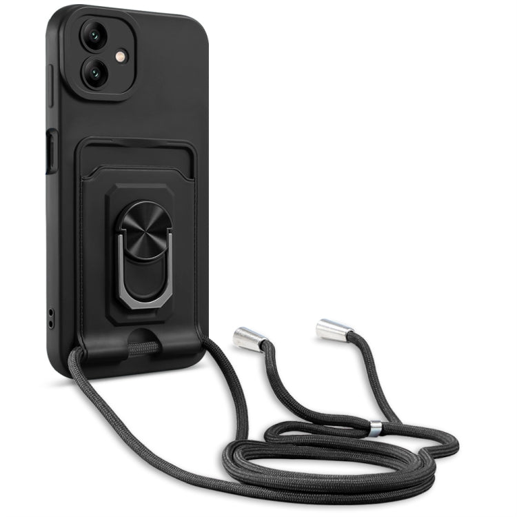 Ring Kickstand Card Wallet TPU Phone Case with Lanyard, For Samsung Galaxy A04 / M13 5G, For Xiaomi Redmi A1+