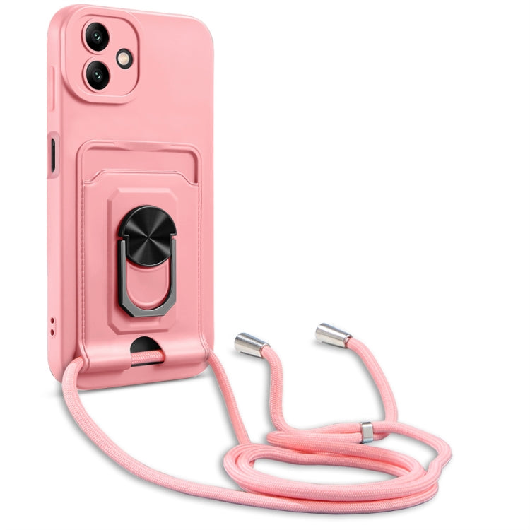 Ring Kickstand Card Wallet TPU Phone Case with Lanyard, For Samsung Galaxy A04 / M13 5G, For Xiaomi Redmi A1+