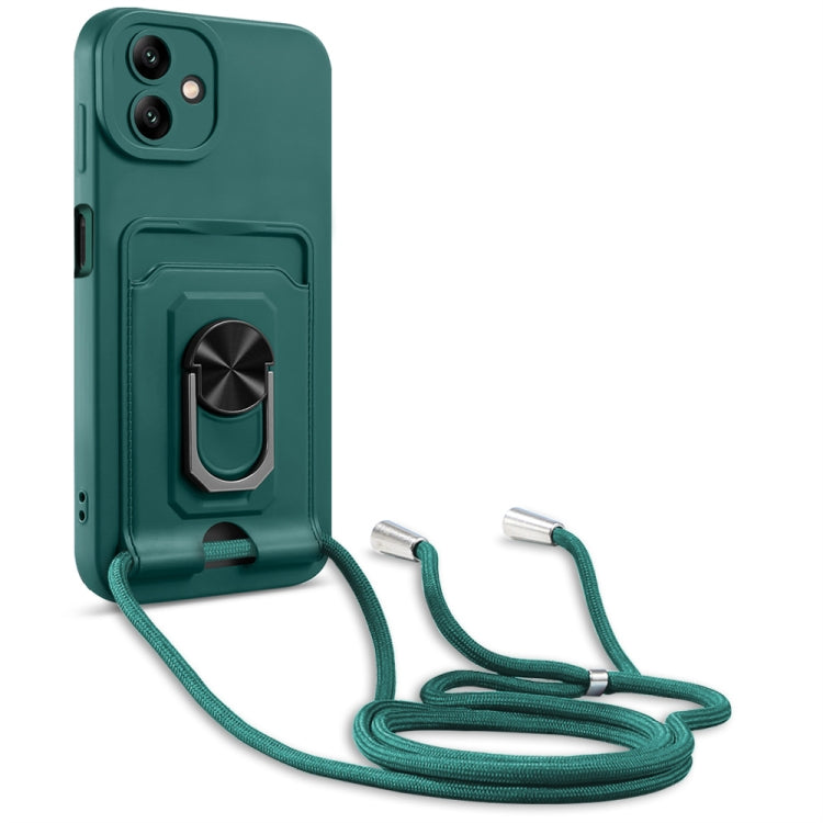 Ring Kickstand Card Wallet TPU Phone Case with Lanyard, For Samsung Galaxy A04 / M13 5G, For Xiaomi Redmi A1+
