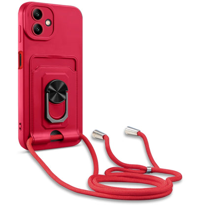 Ring Kickstand Card Wallet TPU Phone Case with Lanyard, For Samsung Galaxy A04 / M13 5G, For Xiaomi Redmi A1+