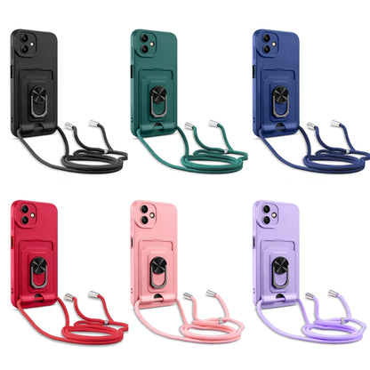 Ring Kickstand Card Wallet TPU Phone Case with Lanyard, For Samsung Galaxy A04 / M13 5G, For Xiaomi Redmi A1+