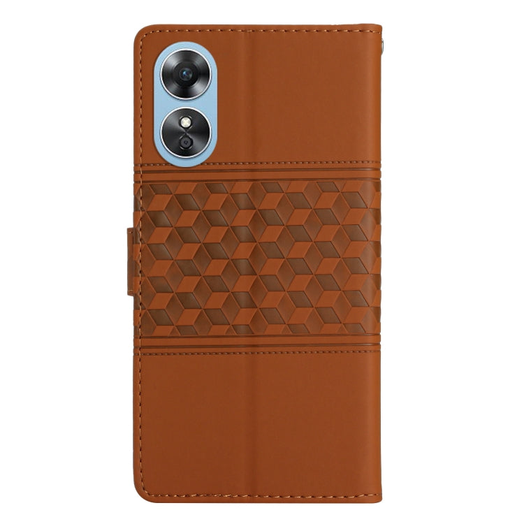 Diamond Embossed Skin Feel Leather Phone Case with Lanyard, For OPPO A17, For OPPO A57 2022, For OPPO A74 / A54 / A93, For OPPO A76 / A36 / A96