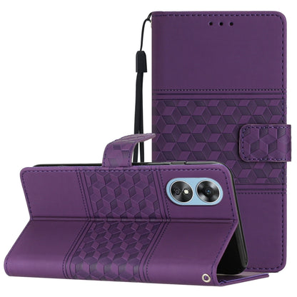 Diamond Embossed Skin Feel Leather Phone Case with Lanyard, For OPPO A17, For OPPO A57 2022, For OPPO A74 / A54 / A93, For OPPO A76 / A36 / A96
