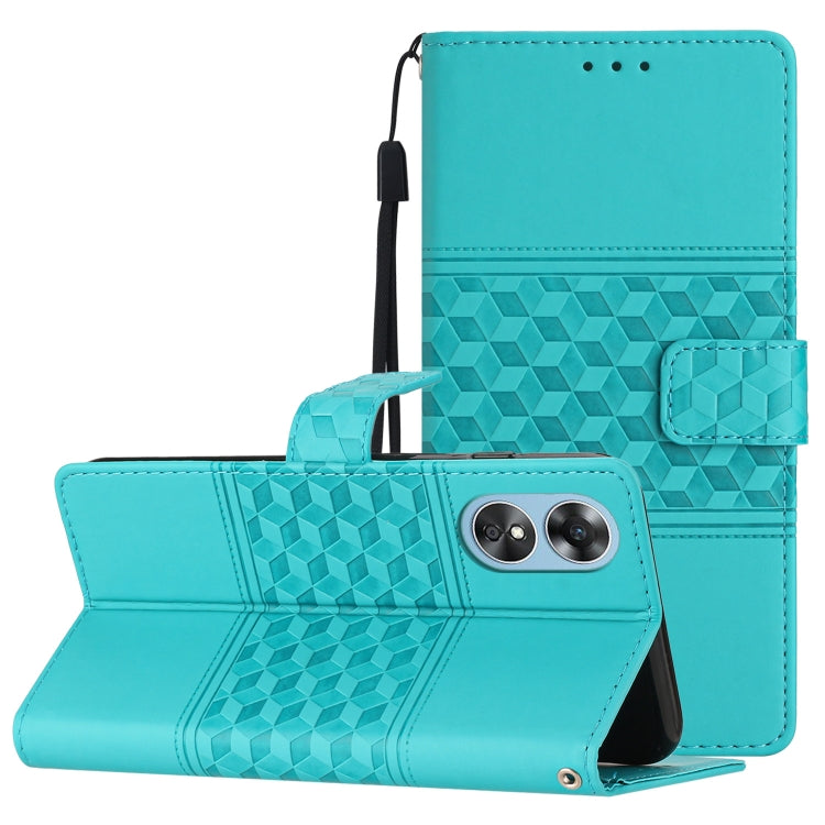 Diamond Embossed Skin Feel Leather Phone Case with Lanyard, For OPPO A17, For OPPO A57 2022, For OPPO A74 / A54 / A93, For OPPO A76 / A36 / A96
