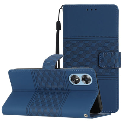 Diamond Embossed Skin Feel Leather Phone Case with Lanyard, For OPPO A17, For OPPO A57 2022, For OPPO A74 / A54 / A93, For OPPO A76 / A36 / A96