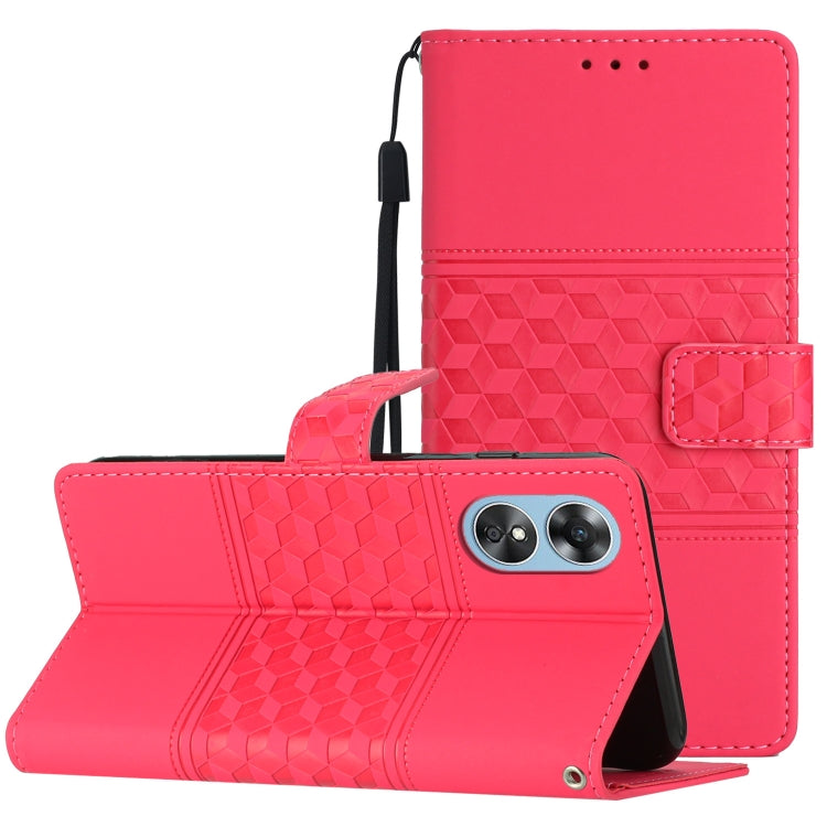 Diamond Embossed Skin Feel Leather Phone Case with Lanyard, For OPPO A17, For OPPO A57 2022, For OPPO A74 / A54 / A93, For OPPO A76 / A36 / A96