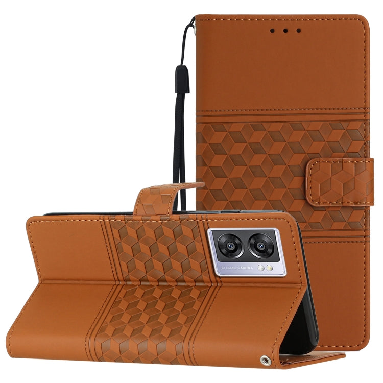 Diamond Embossed Skin Feel Leather Phone Case with Lanyard, For OPPO A17, For OPPO A57 2022, For OPPO A74 / A54 / A93, For OPPO A76 / A36 / A96