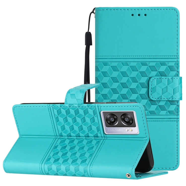 Diamond Embossed Skin Feel Leather Phone Case with Lanyard, For OPPO A17, For OPPO A57 2022, For OPPO A74 / A54 / A93, For OPPO A76 / A36 / A96
