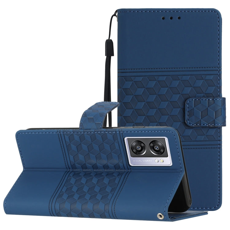 Diamond Embossed Skin Feel Leather Phone Case with Lanyard, For OPPO A17, For OPPO A57 2022, For OPPO A74 / A54 / A93, For OPPO A76 / A36 / A96
