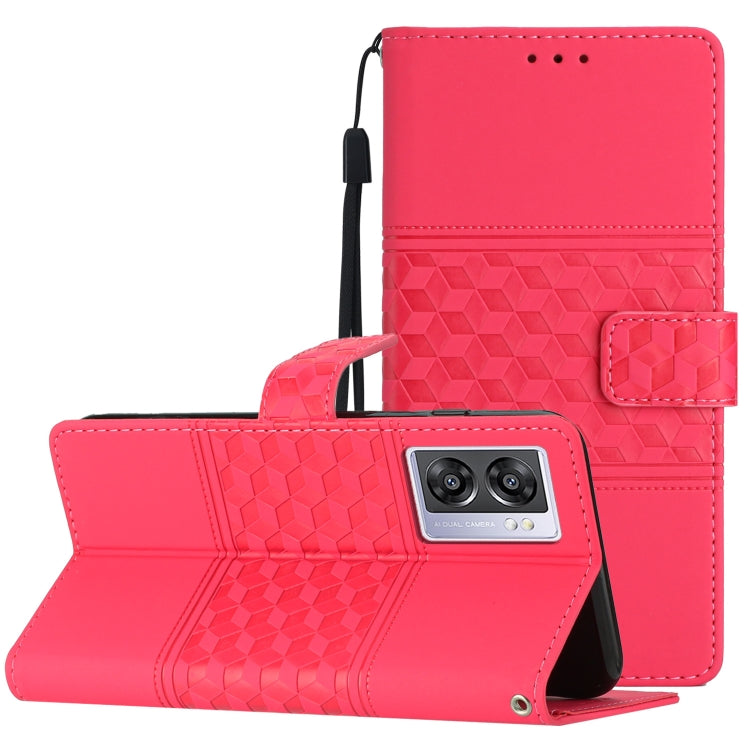 Diamond Embossed Skin Feel Leather Phone Case with Lanyard, For OPPO A17, For OPPO A57 2022, For OPPO A74 / A54 / A93, For OPPO A76 / A36 / A96