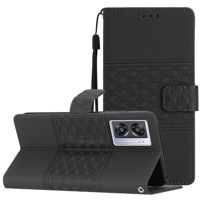 Diamond Embossed Skin Feel Leather Phone Case with Lanyard, For OPPO A17, For OPPO A57 2022, For OPPO A74 / A54 / A93, For OPPO A76 / A36 / A96