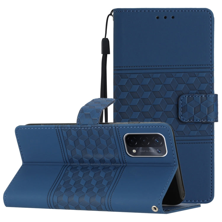 Diamond Embossed Skin Feel Leather Phone Case with Lanyard, For OPPO A17, For OPPO A57 2022, For OPPO A74 / A54 / A93, For OPPO A76 / A36 / A96
