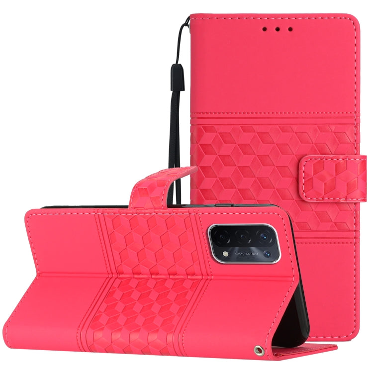 Diamond Embossed Skin Feel Leather Phone Case with Lanyard, For OPPO A17, For OPPO A57 2022, For OPPO A74 / A54 / A93, For OPPO A76 / A36 / A96