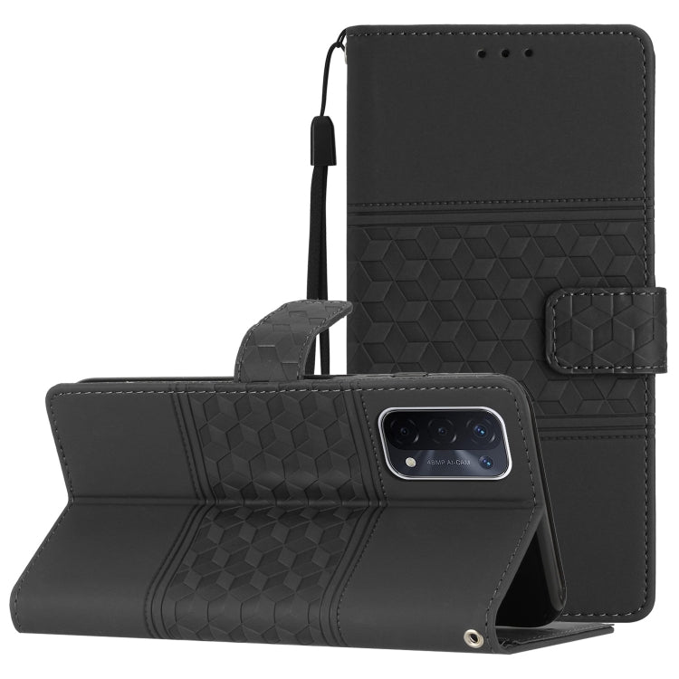 Diamond Embossed Skin Feel Leather Phone Case with Lanyard, For OPPO A17, For OPPO A57 2022, For OPPO A74 / A54 / A93, For OPPO A76 / A36 / A96