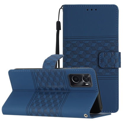 Diamond Embossed Skin Feel Leather Phone Case with Lanyard, For OPPO A17, For OPPO A57 2022, For OPPO A74 / A54 / A93, For OPPO A76 / A36 / A96