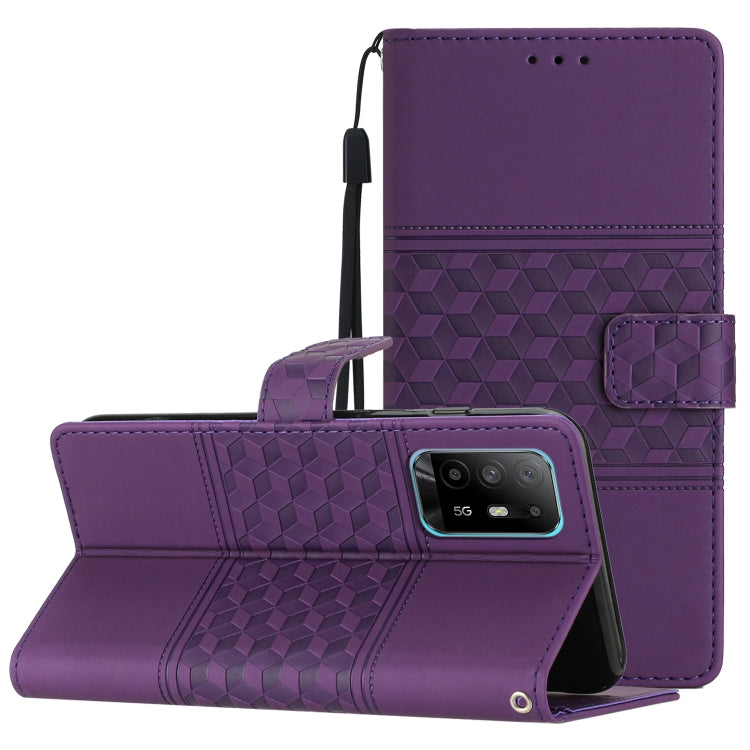 Diamond Embossed Skin Feel Leather Phone Case with Lanyard, For OPPO A94 5G, For OPPO Find X5, For OPPO Find X5 Lite, For OPPO Find X5 Pro