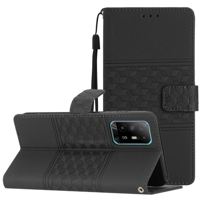 Diamond Embossed Skin Feel Leather Phone Case with Lanyard, For OPPO A94 5G, For OPPO Find X5, For OPPO Find X5 Lite, For OPPO Find X5 Pro