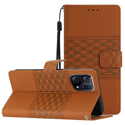 Diamond Embossed Skin Feel Leather Phone Case with Lanyard, For OPPO A94 5G, For OPPO Find X5, For OPPO Find X5 Lite, For OPPO Find X5 Pro