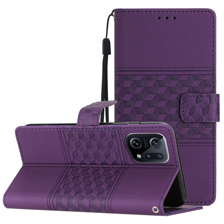Diamond Embossed Skin Feel Leather Phone Case with Lanyard, For OPPO A94 5G, For OPPO Find X5, For OPPO Find X5 Lite, For OPPO Find X5 Pro