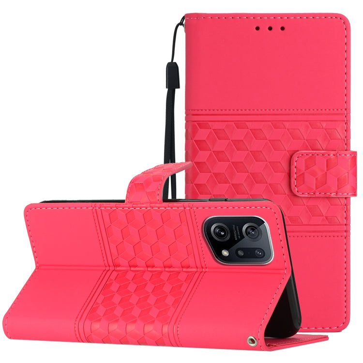 Diamond Embossed Skin Feel Leather Phone Case with Lanyard, For OPPO A94 5G, For OPPO Find X5, For OPPO Find X5 Lite, For OPPO Find X5 Pro