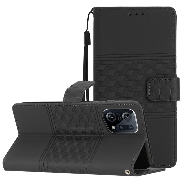Diamond Embossed Skin Feel Leather Phone Case with Lanyard, For OPPO A94 5G, For OPPO Find X5, For OPPO Find X5 Lite, For OPPO Find X5 Pro