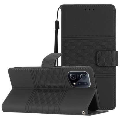 Diamond Embossed Skin Feel Leather Phone Case with Lanyard, For OPPO A94 5G, For OPPO Find X5, For OPPO Find X5 Lite, For OPPO Find X5 Pro