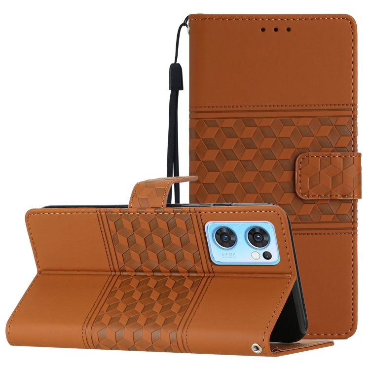Diamond Embossed Skin Feel Leather Phone Case with Lanyard, For OPPO A94 5G, For OPPO Find X5, For OPPO Find X5 Lite, For OPPO Find X5 Pro