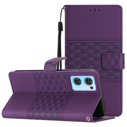 Diamond Embossed Skin Feel Leather Phone Case with Lanyard, For OPPO A94 5G, For OPPO Find X5, For OPPO Find X5 Lite, For OPPO Find X5 Pro