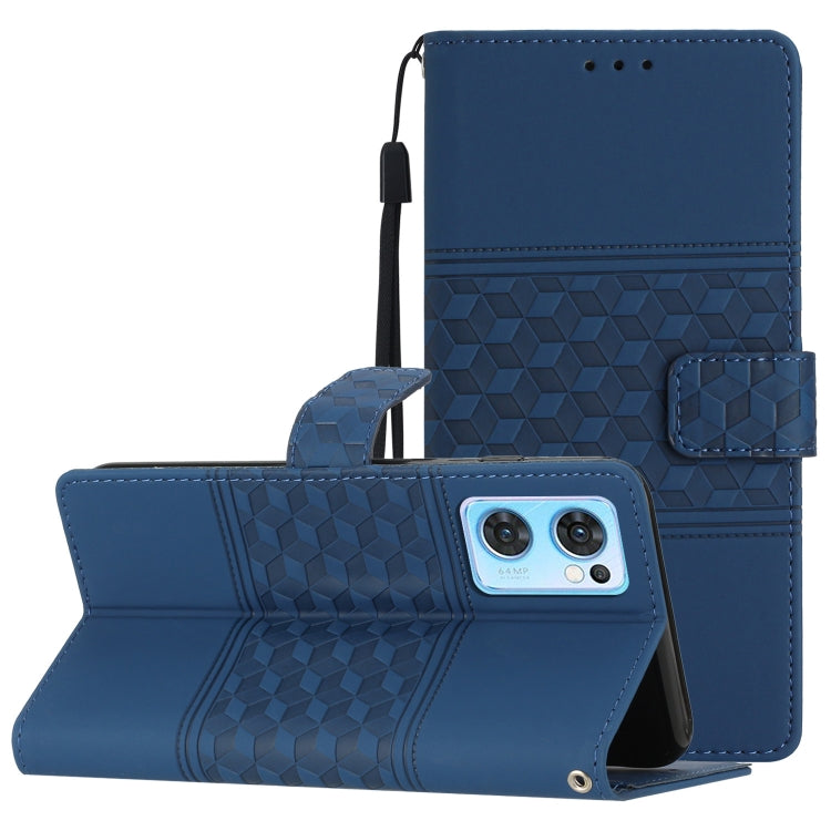 Diamond Embossed Skin Feel Leather Phone Case with Lanyard, For OPPO A94 5G, For OPPO Find X5, For OPPO Find X5 Lite, For OPPO Find X5 Pro