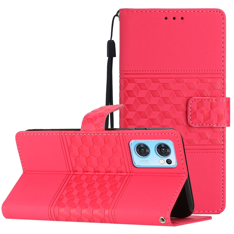 Diamond Embossed Skin Feel Leather Phone Case with Lanyard, For OPPO A94 5G, For OPPO Find X5, For OPPO Find X5 Lite, For OPPO Find X5 Pro