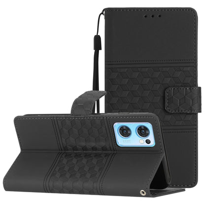 Diamond Embossed Skin Feel Leather Phone Case with Lanyard, For OPPO A94 5G, For OPPO Find X5, For OPPO Find X5 Lite, For OPPO Find X5 Pro