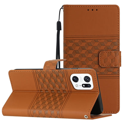 Diamond Embossed Skin Feel Leather Phone Case with Lanyard, For OPPO A94 5G, For OPPO Find X5, For OPPO Find X5 Lite, For OPPO Find X5 Pro