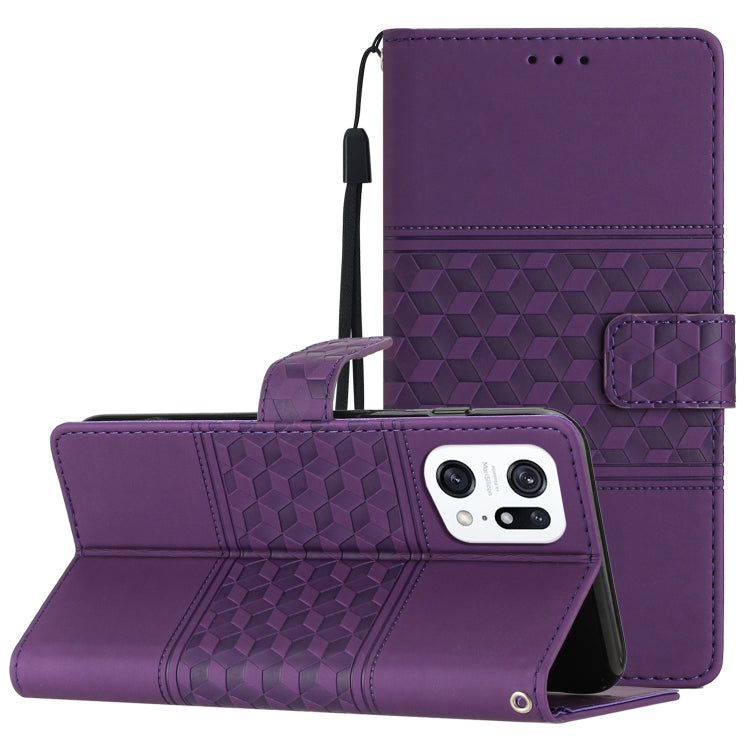 Diamond Embossed Skin Feel Leather Phone Case with Lanyard, For OPPO A94 5G, For OPPO Find X5, For OPPO Find X5 Lite, For OPPO Find X5 Pro