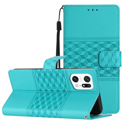 Diamond Embossed Skin Feel Leather Phone Case with Lanyard, For OPPO A94 5G, For OPPO Find X5, For OPPO Find X5 Lite, For OPPO Find X5 Pro