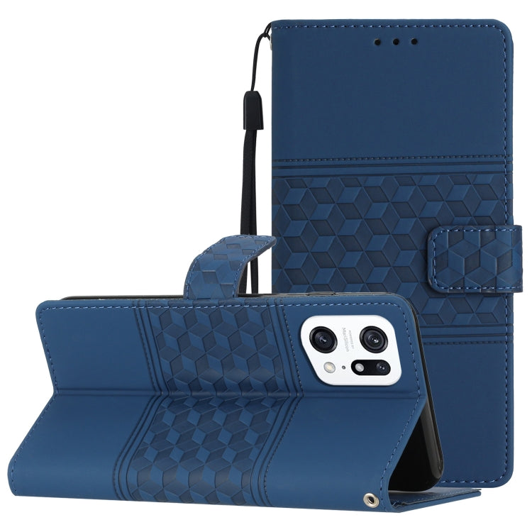 Diamond Embossed Skin Feel Leather Phone Case with Lanyard, For OPPO A94 5G, For OPPO Find X5, For OPPO Find X5 Lite, For OPPO Find X5 Pro