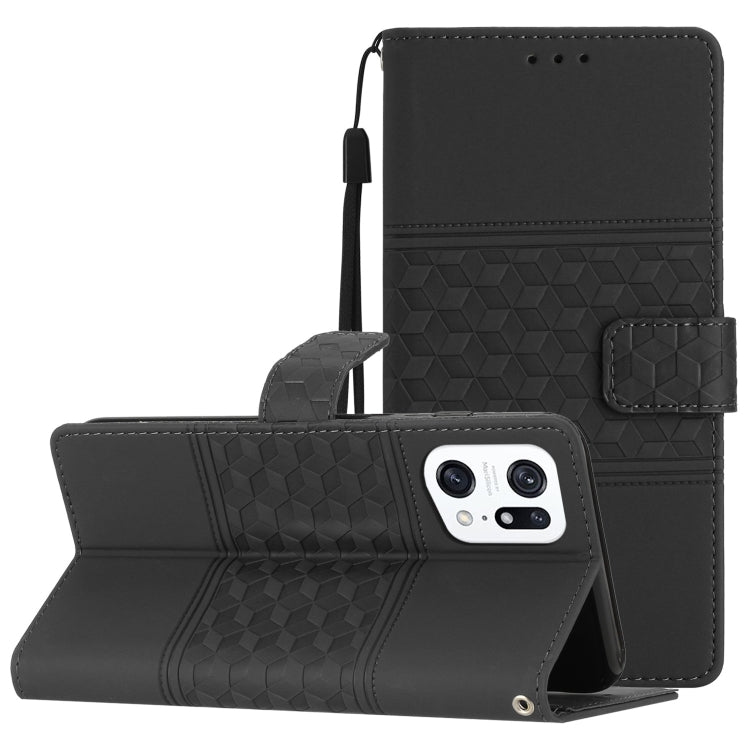 Diamond Embossed Skin Feel Leather Phone Case with Lanyard, For OPPO A94 5G, For OPPO Find X5, For OPPO Find X5 Lite, For OPPO Find X5 Pro