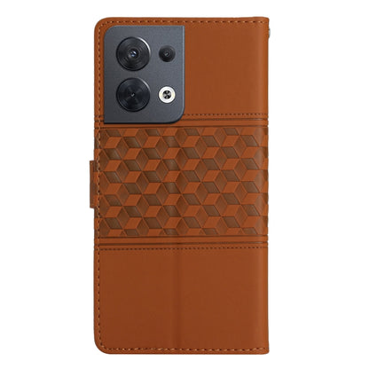 Diamond Embossed Skin Feel Leather Phone Case with Lanyard, For OPPO Reno8 5G, For OPPO Reno8 Lite 5G, For OPPO Reno8 Pro 5G
