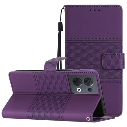 Diamond Embossed Skin Feel Leather Phone Case with Lanyard, For OPPO Reno8 5G, For OPPO Reno8 Lite 5G, For OPPO Reno8 Pro 5G