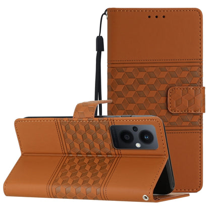 Diamond Embossed Skin Feel Leather Phone Case with Lanyard, For OPPO Reno8 5G, For OPPO Reno8 Lite 5G, For OPPO Reno8 Pro 5G