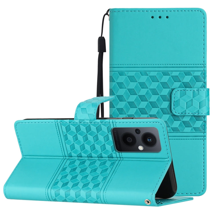 Diamond Embossed Skin Feel Leather Phone Case with Lanyard, For OPPO Reno8 5G, For OPPO Reno8 Lite 5G, For OPPO Reno8 Pro 5G