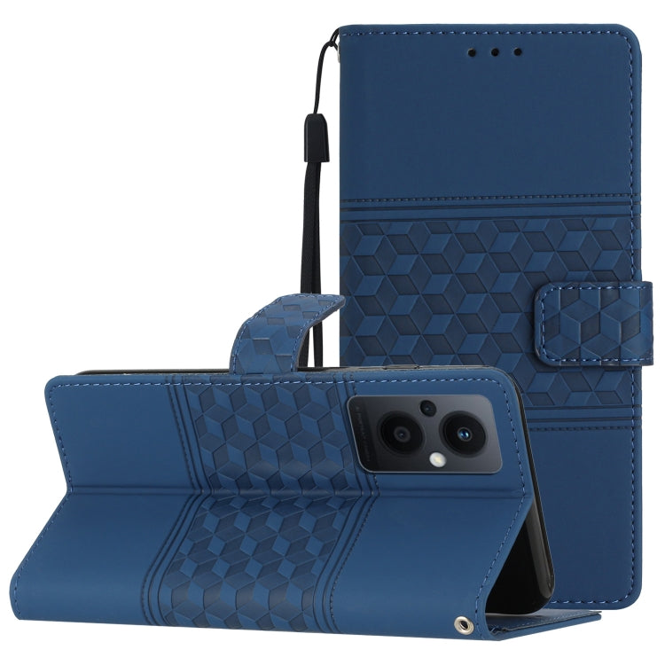 Diamond Embossed Skin Feel Leather Phone Case with Lanyard, For OPPO Reno8 5G, For OPPO Reno8 Lite 5G, For OPPO Reno8 Pro 5G