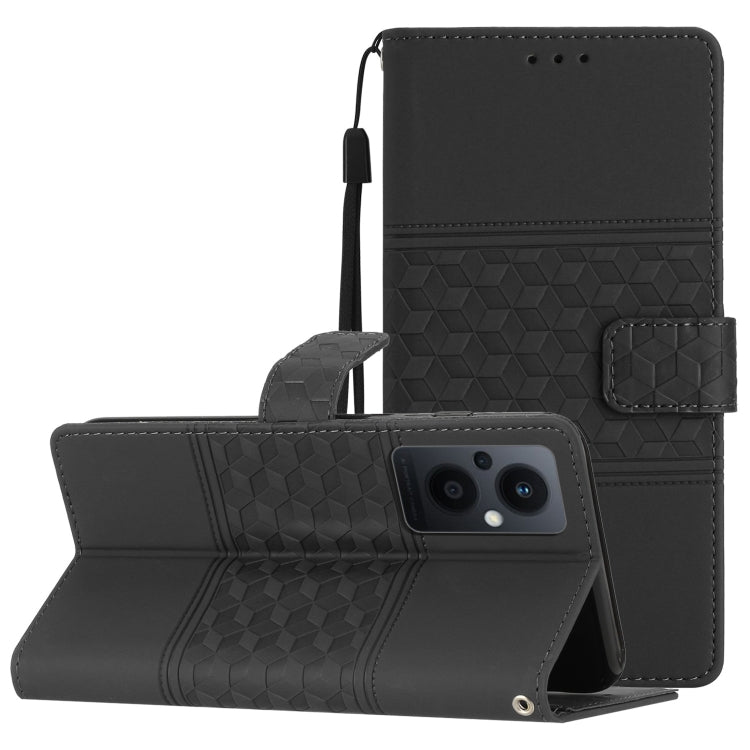 Diamond Embossed Skin Feel Leather Phone Case with Lanyard, For OPPO Reno8 5G, For OPPO Reno8 Lite 5G, For OPPO Reno8 Pro 5G