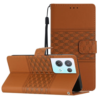 Diamond Embossed Skin Feel Leather Phone Case with Lanyard, For OPPO Reno8 5G, For OPPO Reno8 Lite 5G, For OPPO Reno8 Pro 5G