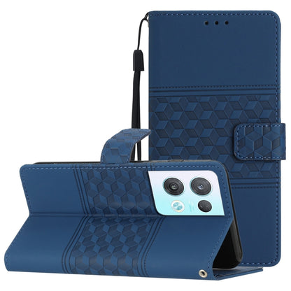 Diamond Embossed Skin Feel Leather Phone Case with Lanyard, For OPPO Reno8 5G, For OPPO Reno8 Lite 5G, For OPPO Reno8 Pro 5G