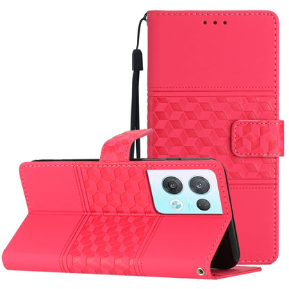 Diamond Embossed Skin Feel Leather Phone Case with Lanyard, For OPPO Reno8 5G, For OPPO Reno8 Lite 5G, For OPPO Reno8 Pro 5G