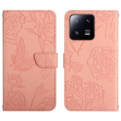 HT03 Skin Feel Butterfly Embossed Flip Leather Phone Case, For Nokia X30, For OPPO Reno9 / Reno9 Pro, For OPPO Reno9 Pro+, For Xiaomi 13