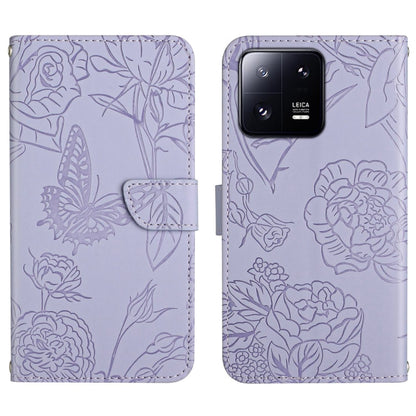 HT03 Skin Feel Butterfly Embossed Flip Leather Phone Case, For Nokia X30, For OPPO Reno9 / Reno9 Pro, For OPPO Reno9 Pro+, For Xiaomi 13