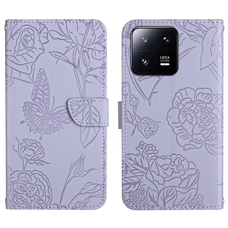 HT03 Skin Feel Butterfly Embossed Flip Leather Phone Case, For Xiaomi 13 Pro, For Samsung Galaxy A34 5G